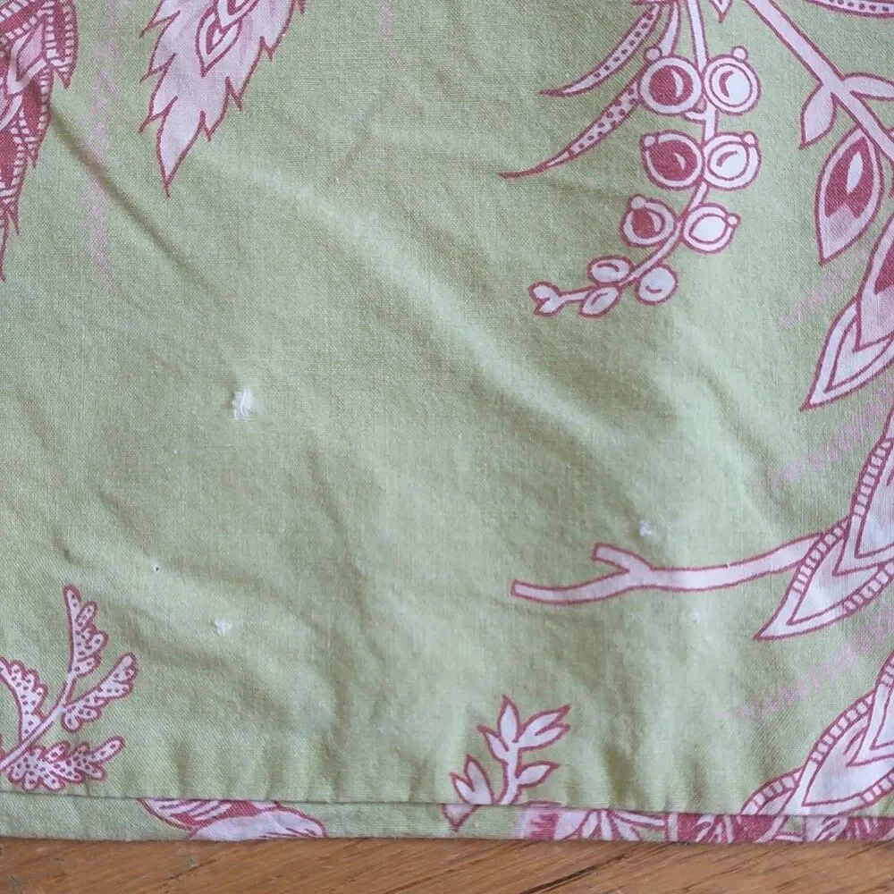 Pottery Barn Twin Duvet Cover Green Pink Floral Cotton Upcycle Crafters Diy